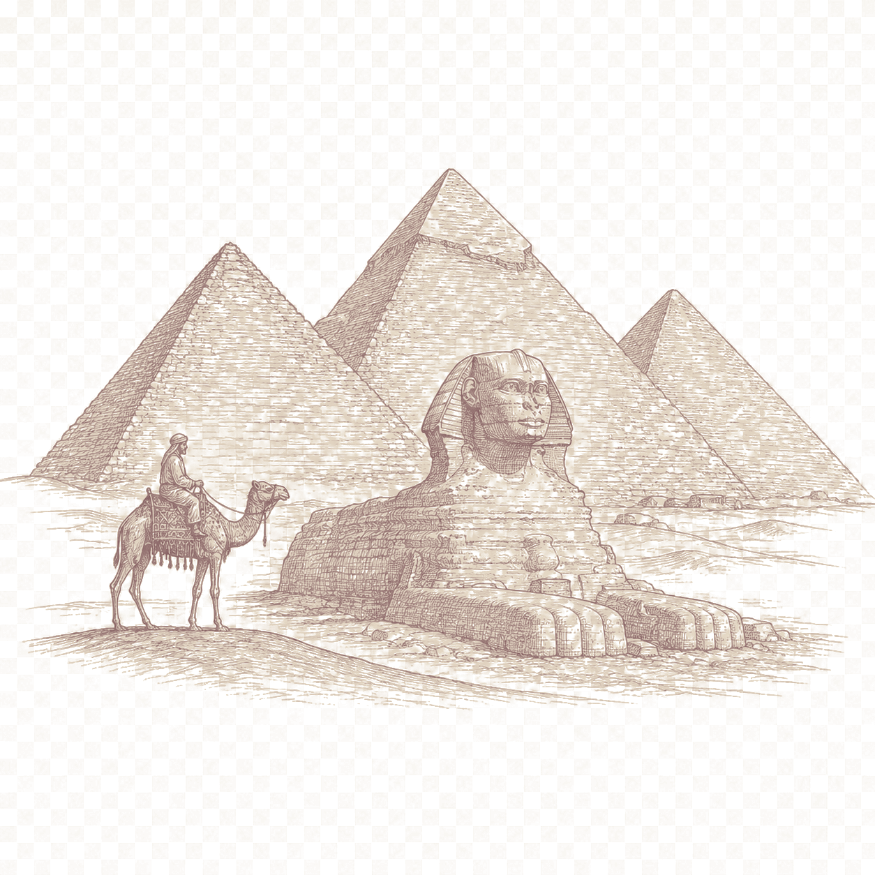 Illustration of the Pyramids of Giza and the Sphinx